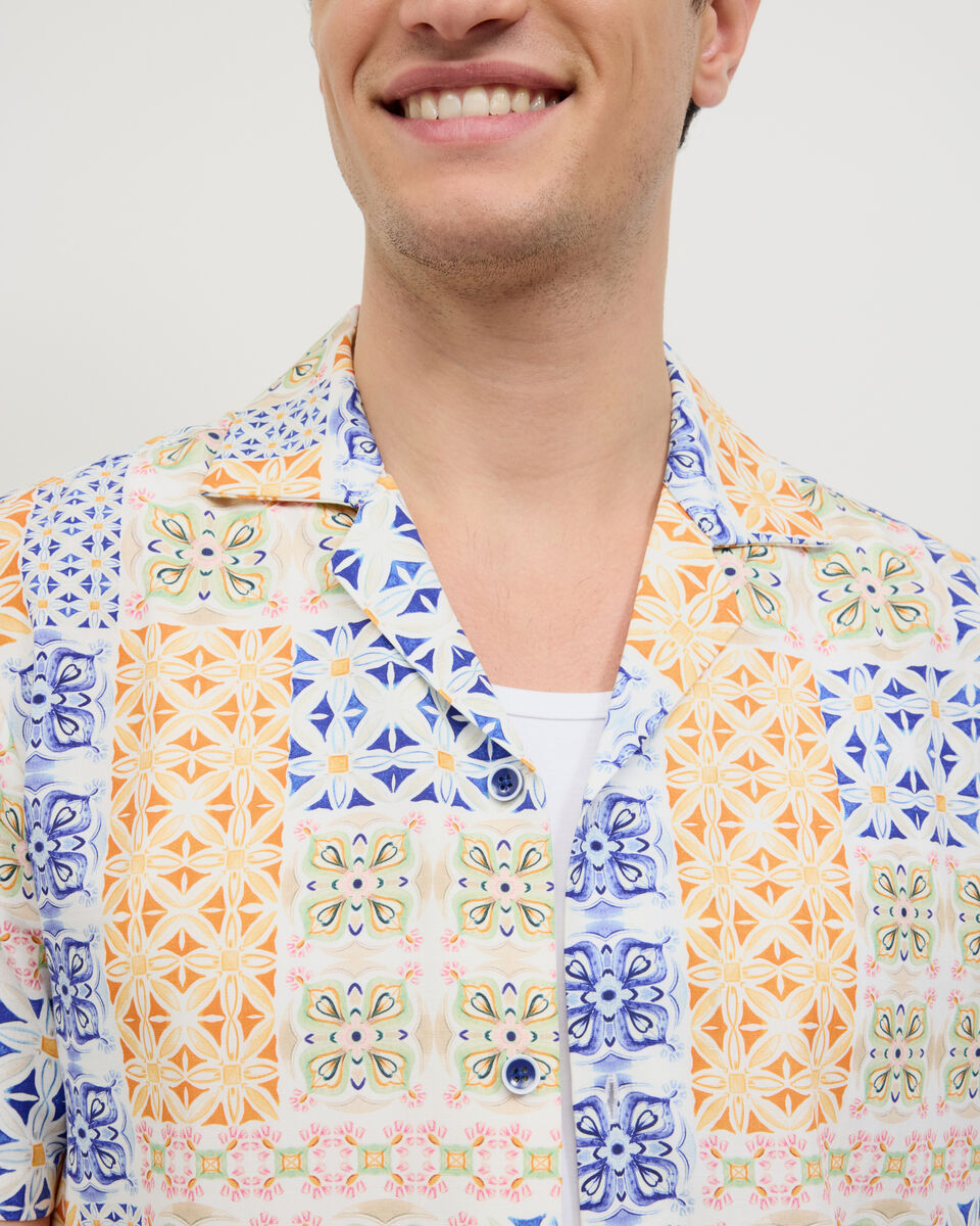 Tapestry Print Short Sleeve Shirt, Multi, hi-res